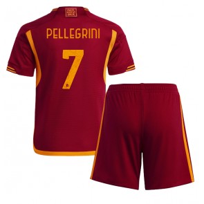 AS Roma Lorenzo Pellegrini #7 Dětské Domácí dres komplet 2023-24 Krátký Rukáv (+ trenýrky)